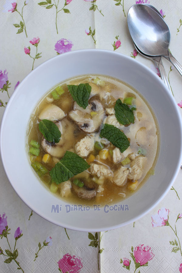 Caldo de pollo con jengibre