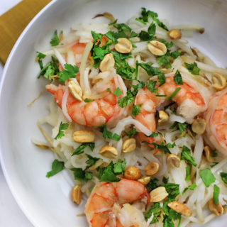 Camarones con pasta de arroz