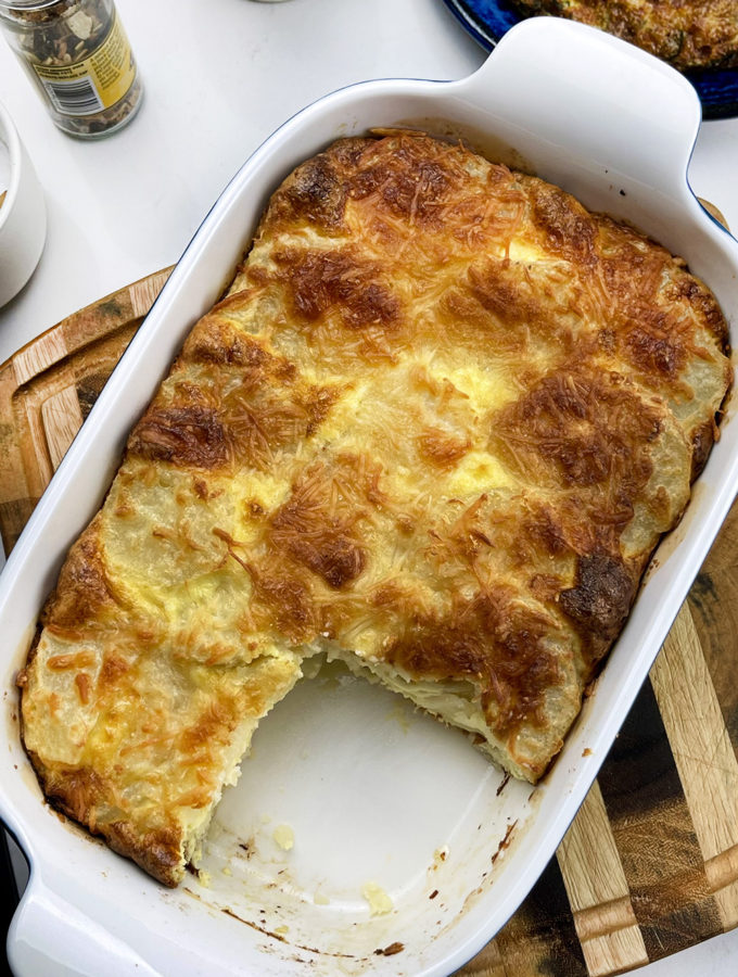 Pastel de papas, queso y jamón